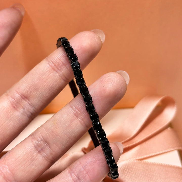 Dainty black rhinestone bracelet