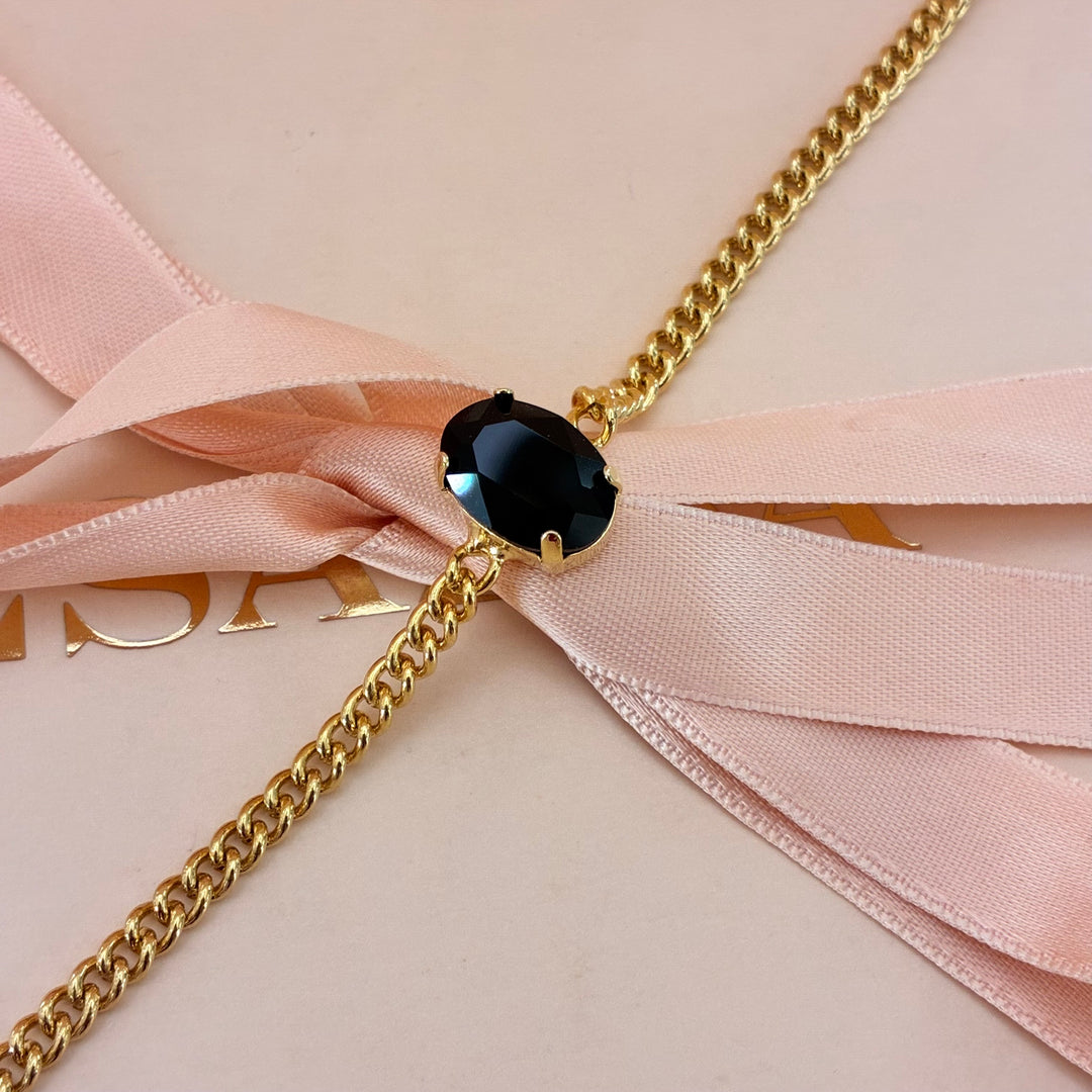 Dainty Oval black preciosa crystals bracelet