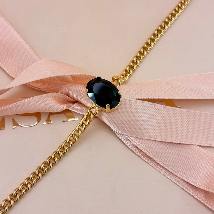 Dainty Oval black preciosa crystals bracelet