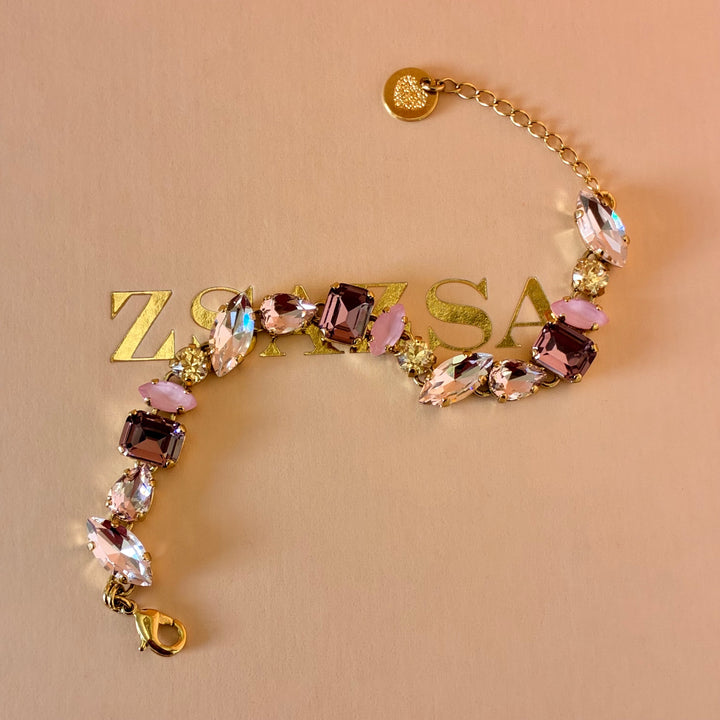 Elegant lilac and pink Swarovski crystals set