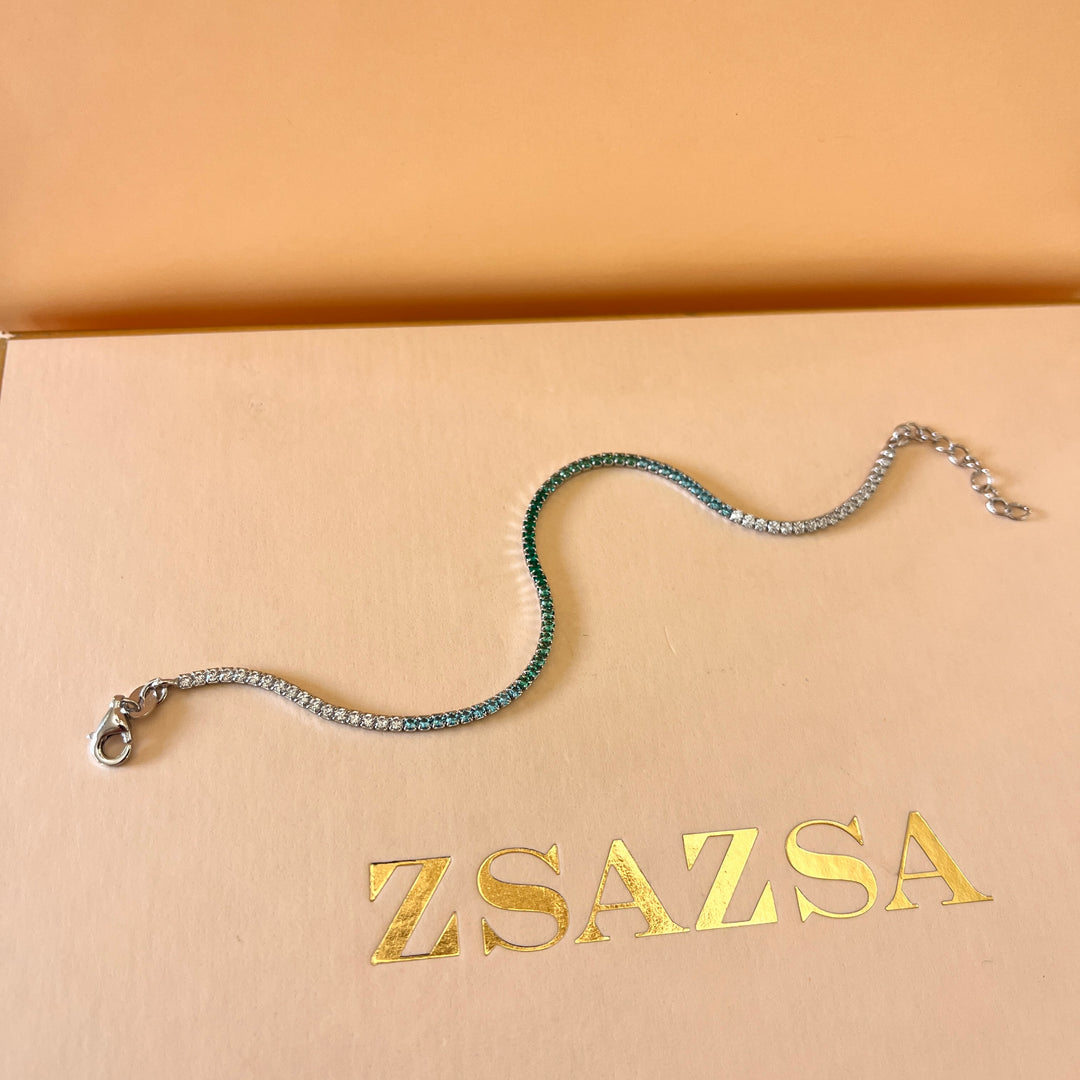 Gradient green zircone necklace and bracelet