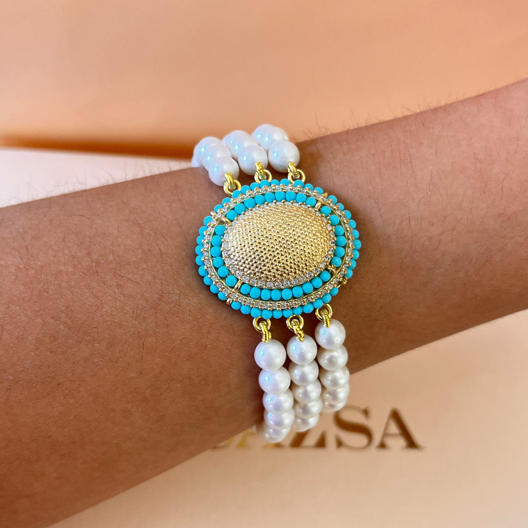 Turquoise & fresh water pearls set