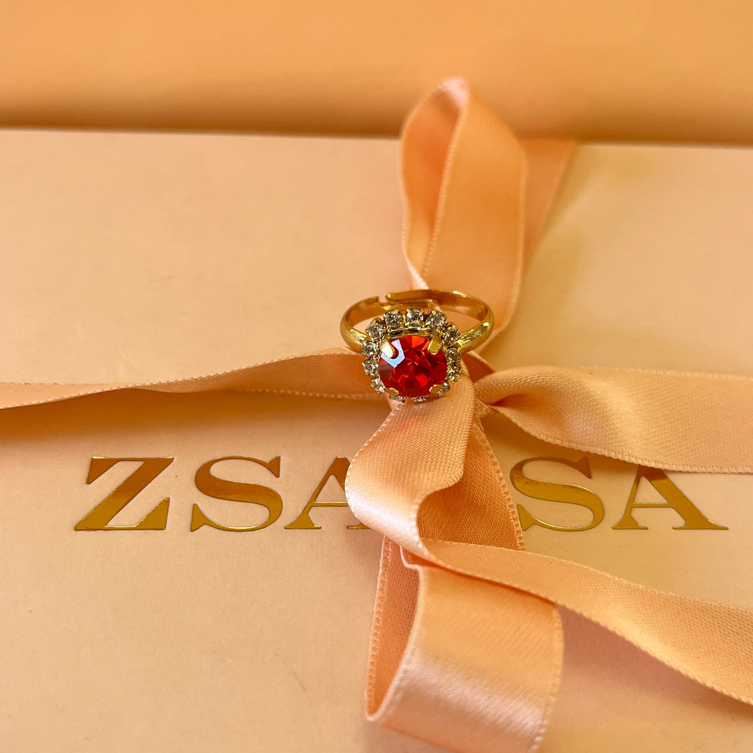 Orange Swarovski crystals ring