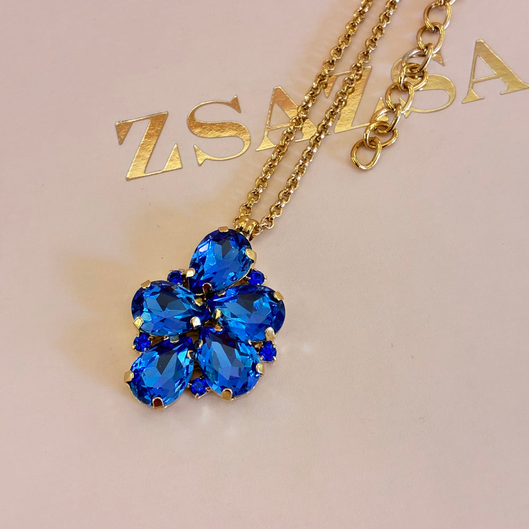 Royal blue Swarovski crystals gold plated set