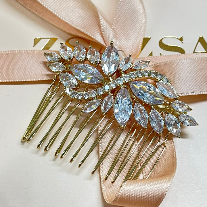 Gold Marquise zircones comb