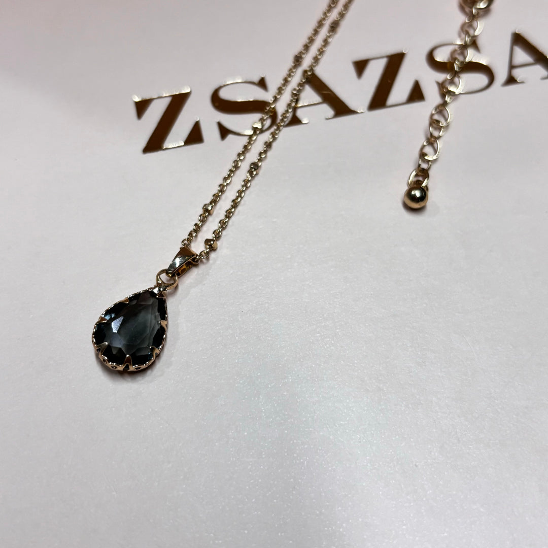 Dainty teardrop grey pendant