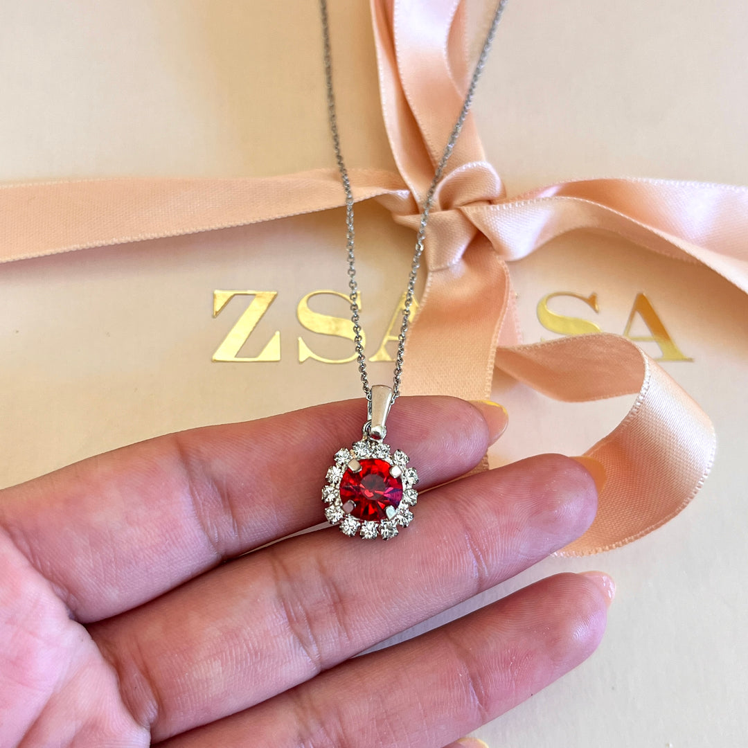 Red flower Swarovski crystals set