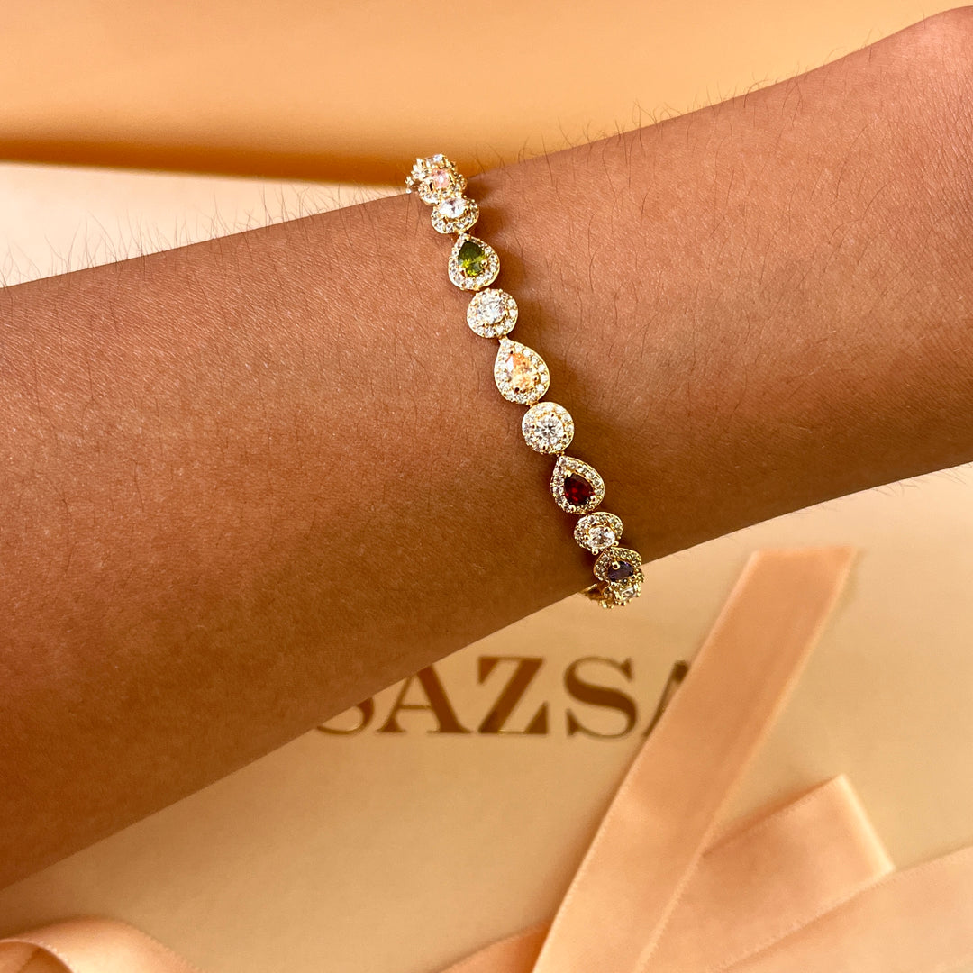 Multicolor zircone earrings and bracelet