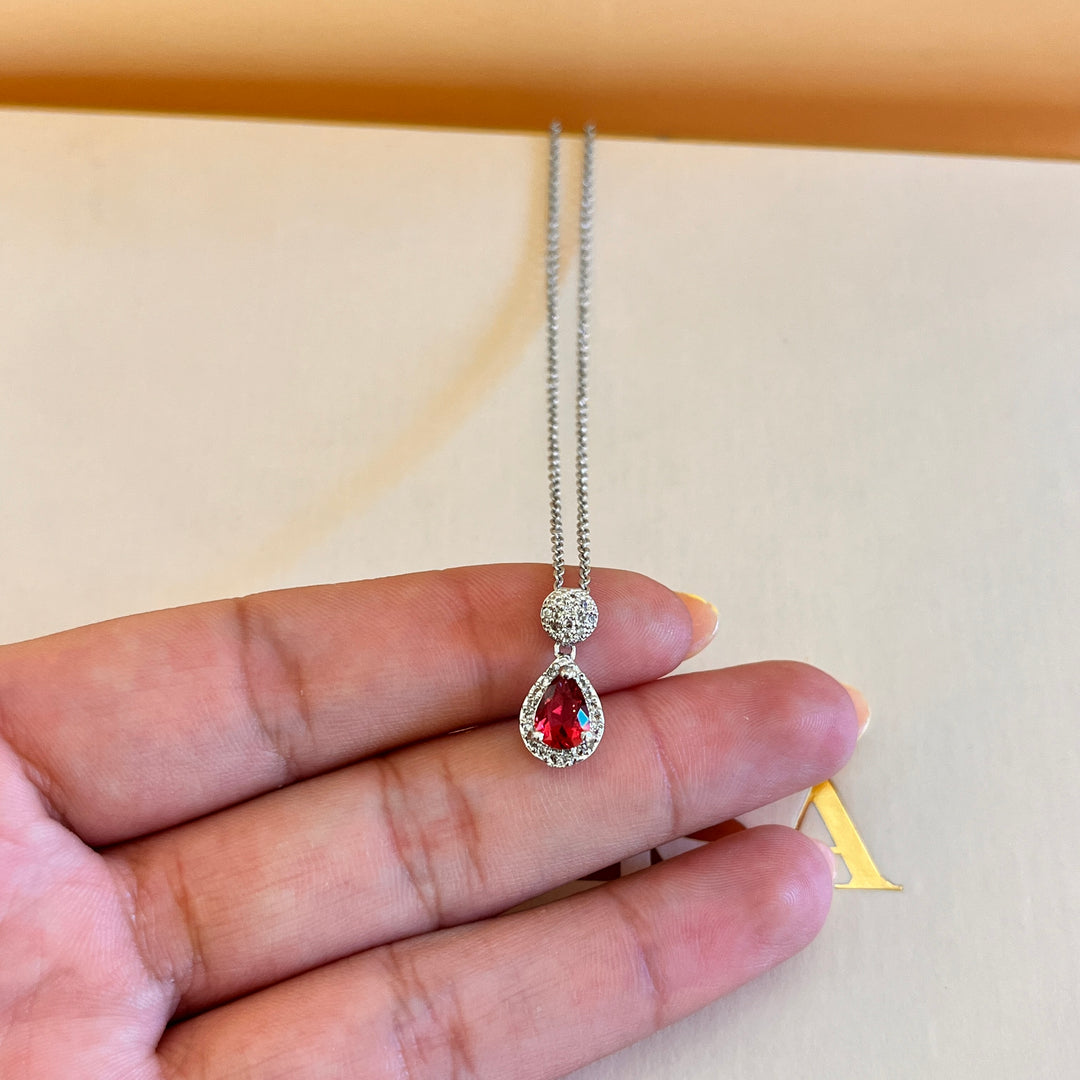 Magenta teardrop zircone pendant