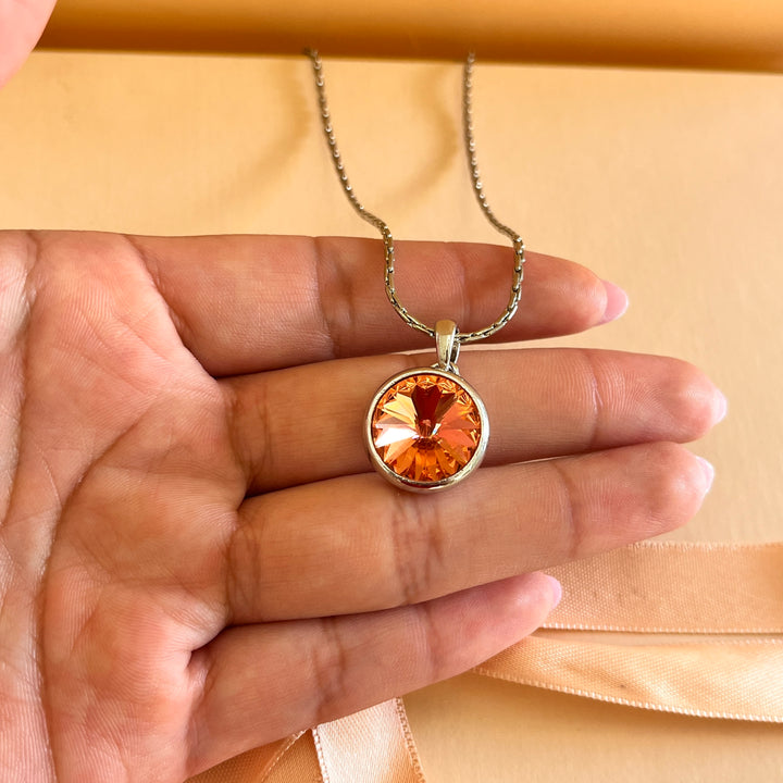 Coral Swarovski crystal pendant