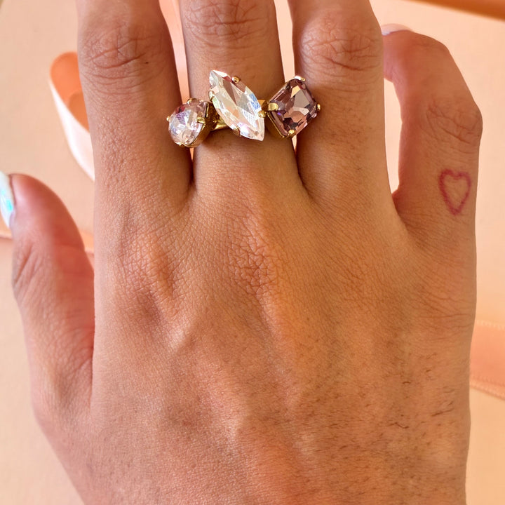 Elegant lilac and pink Swarovski crystals set