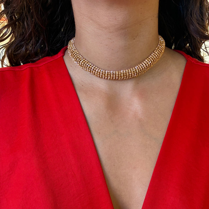 Peach Swarovski crystals choker