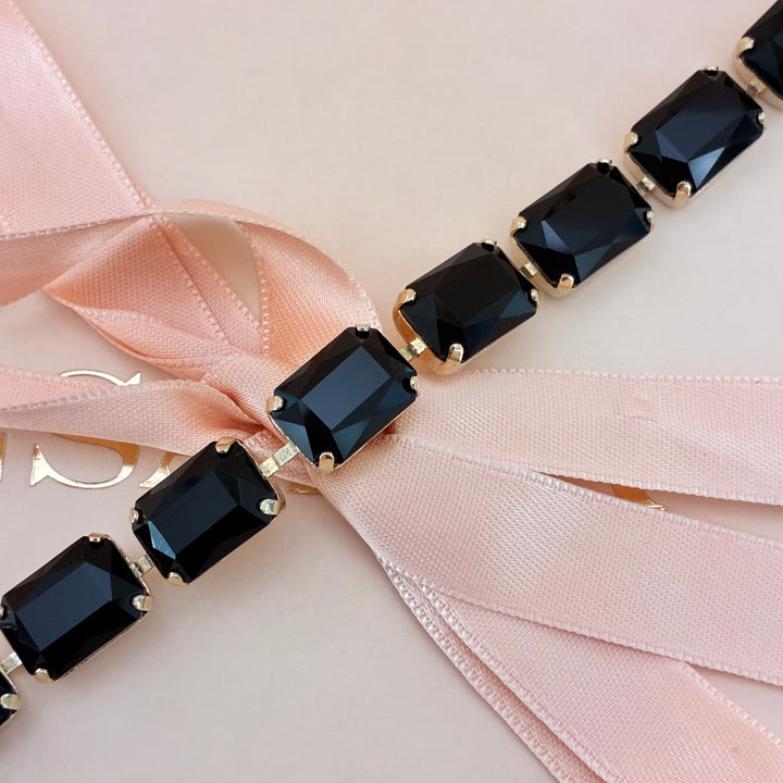 Rectangular black preciosa crystals bracelet