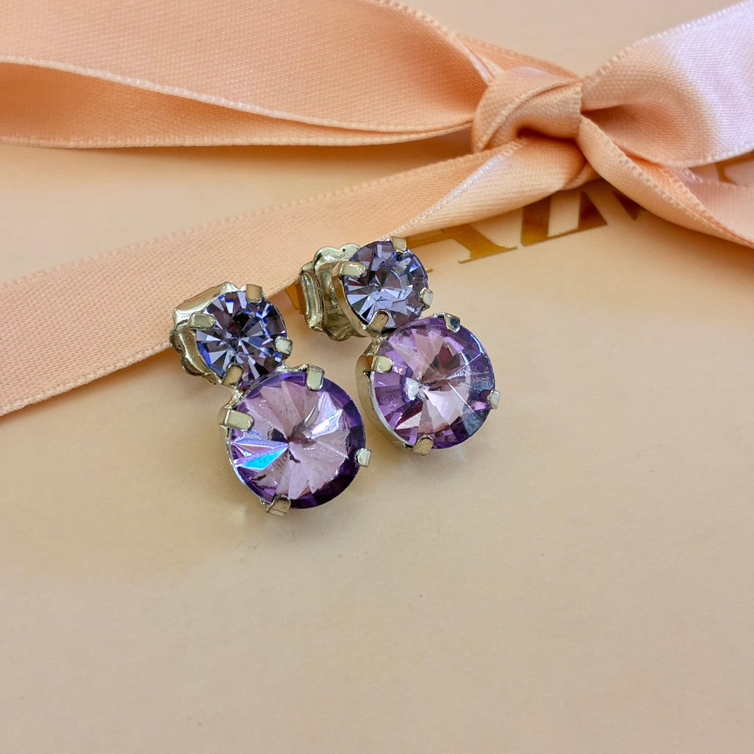 Double round lilac silver earrings