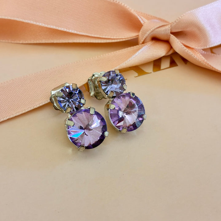 Double round lilac silver earrings