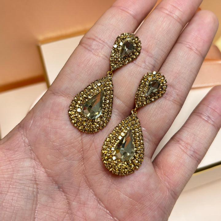 Double teardrop brown earrings