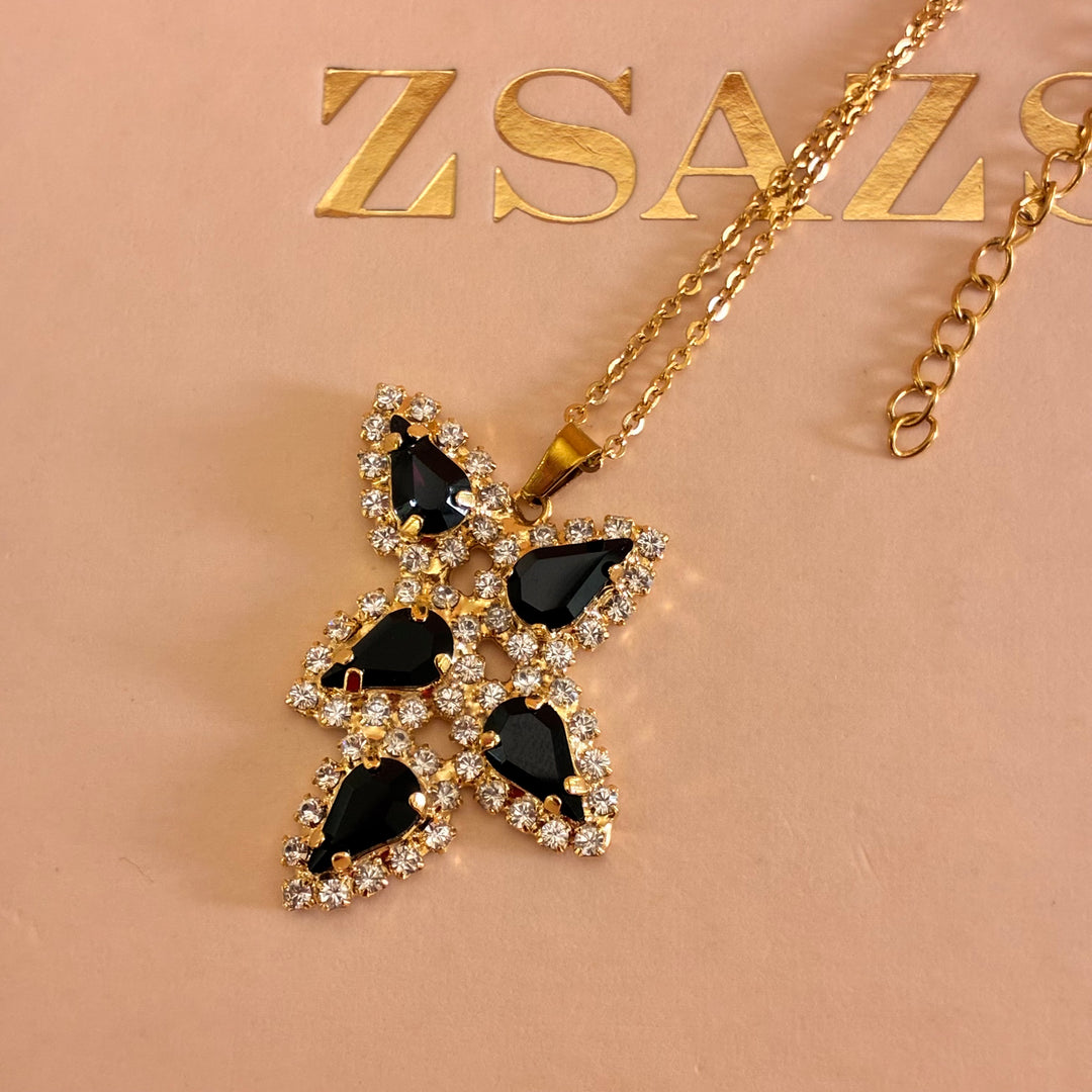 Black teardrops Preciosa crystals set