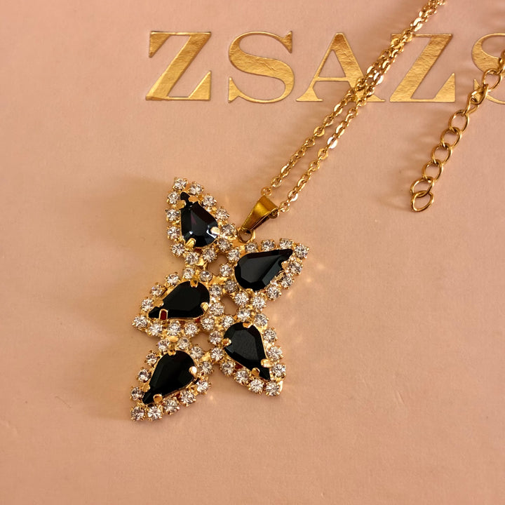 Black teardrops Preciosa crystals set