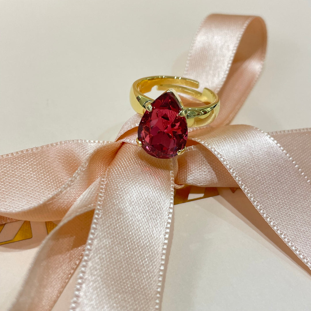 Magenta Swarovski crystals ring