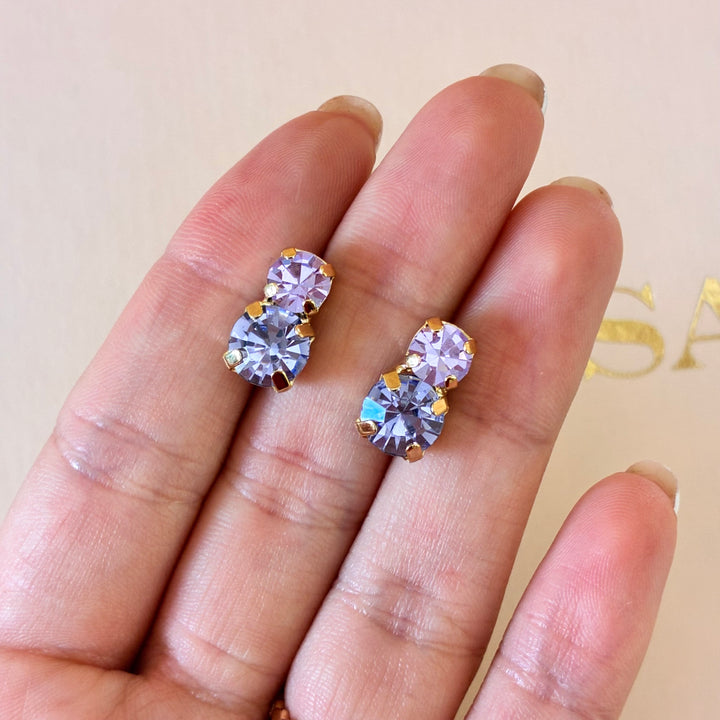Lilac Swarovski crystals gold plated set