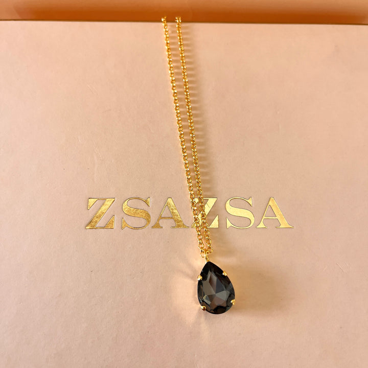 Grey teardrop Preciosa crystals set