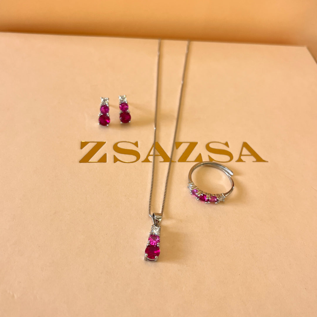 Fuchsia trilogy zircone set