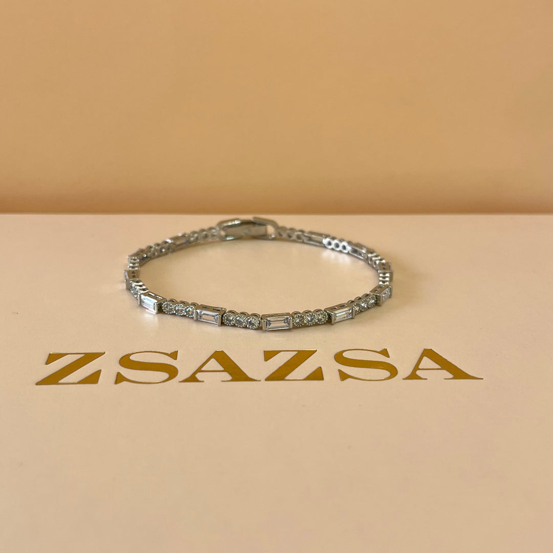 Silver zircone teardrop set