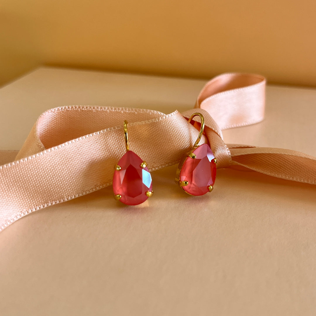 Coral Swarovski crystals hooks