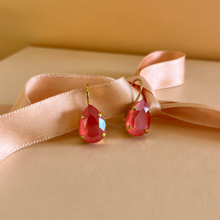 Coral Swarovski crystals hooks