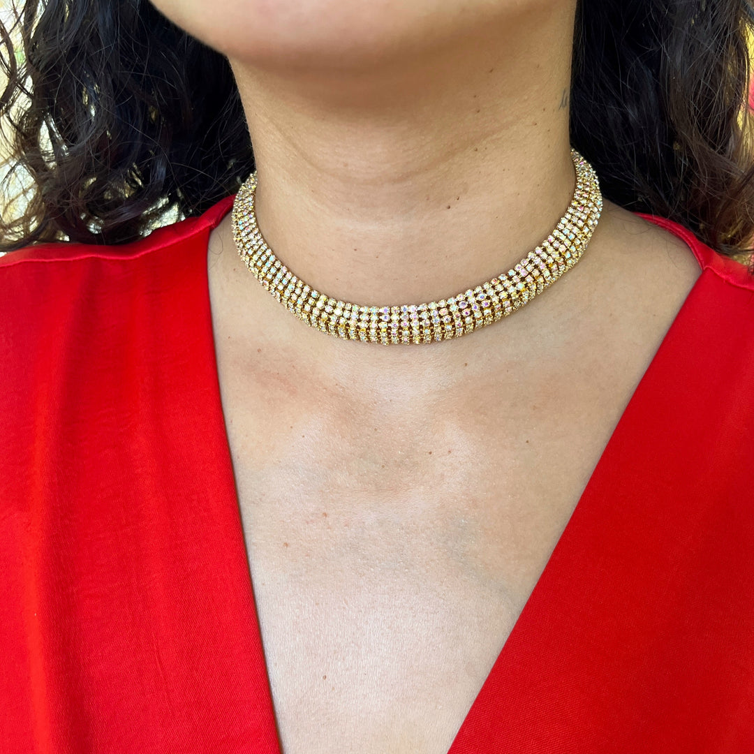 Aurora borealis Swarovski crystals choker