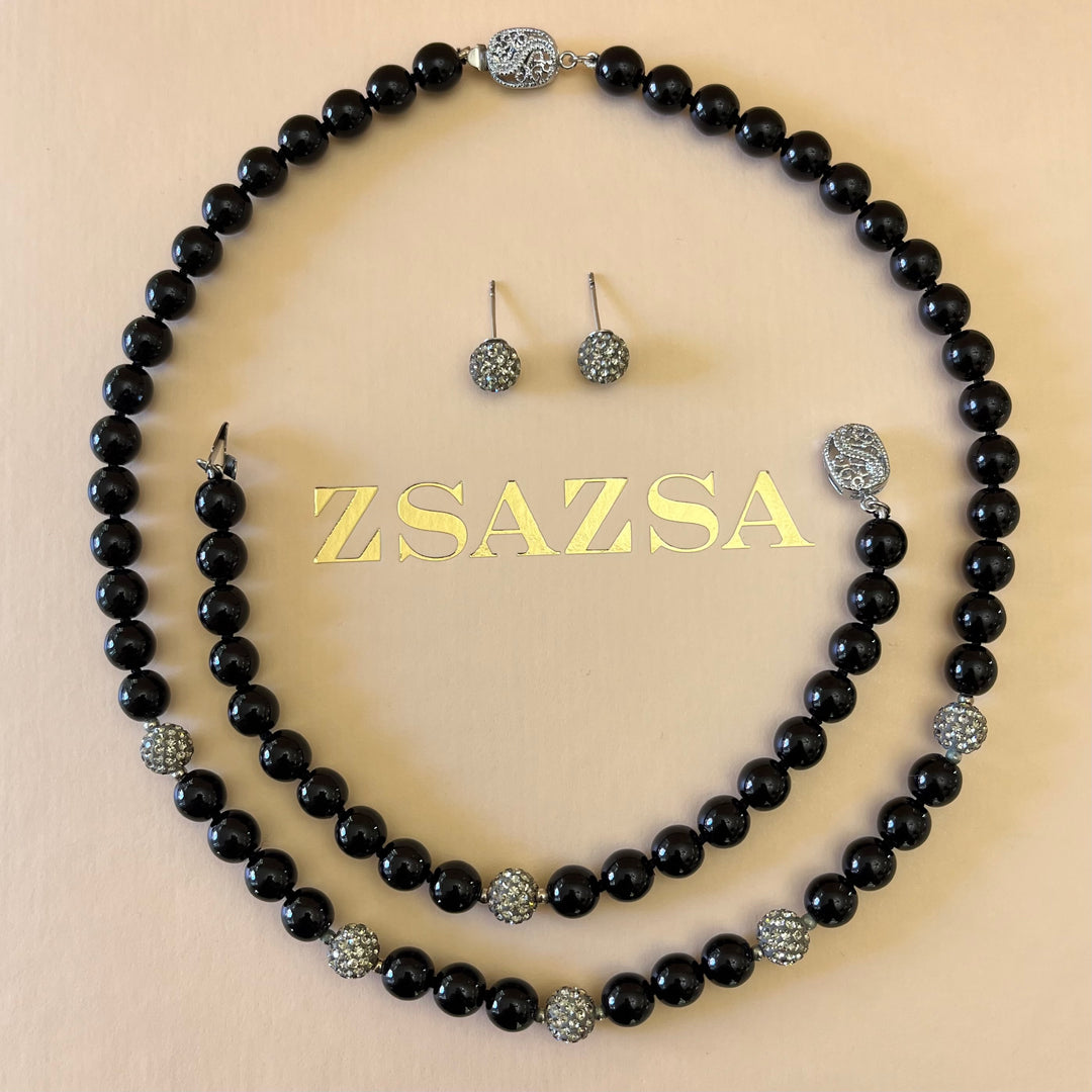 Black Mallorca silver Pearls set