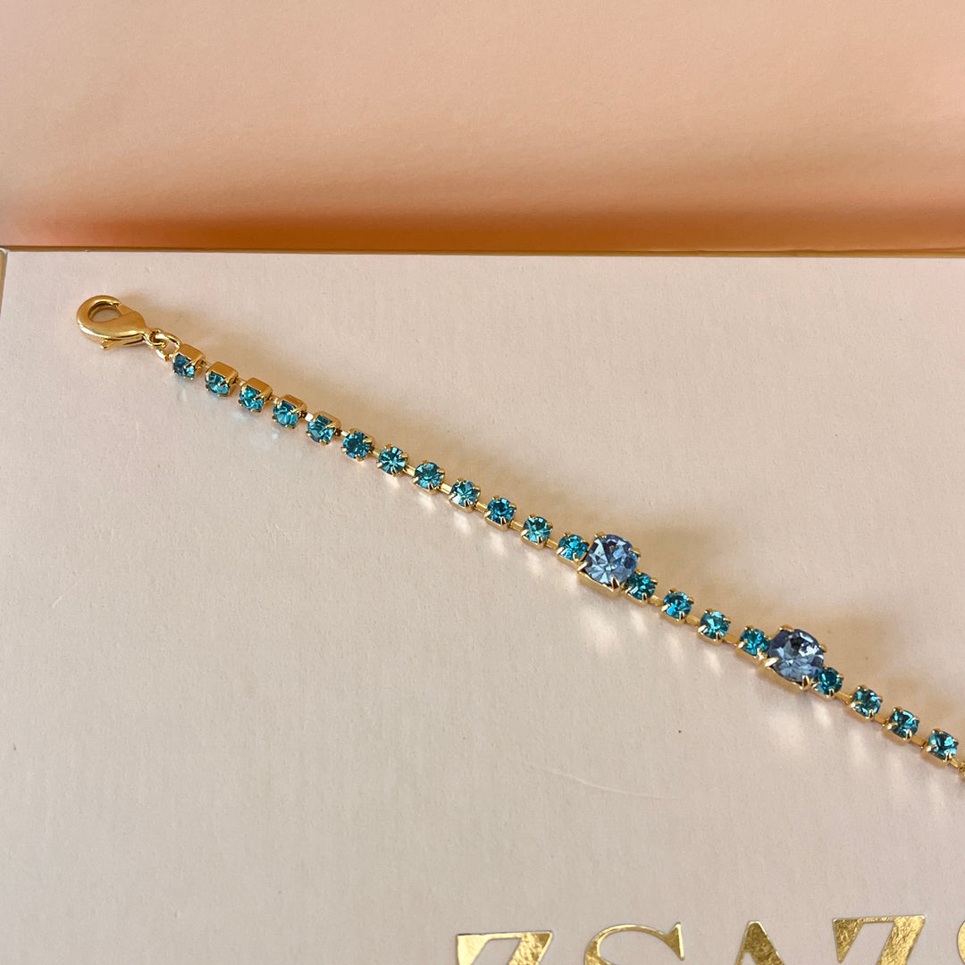 Turquoise & light blue Swarovski crystals bracelet