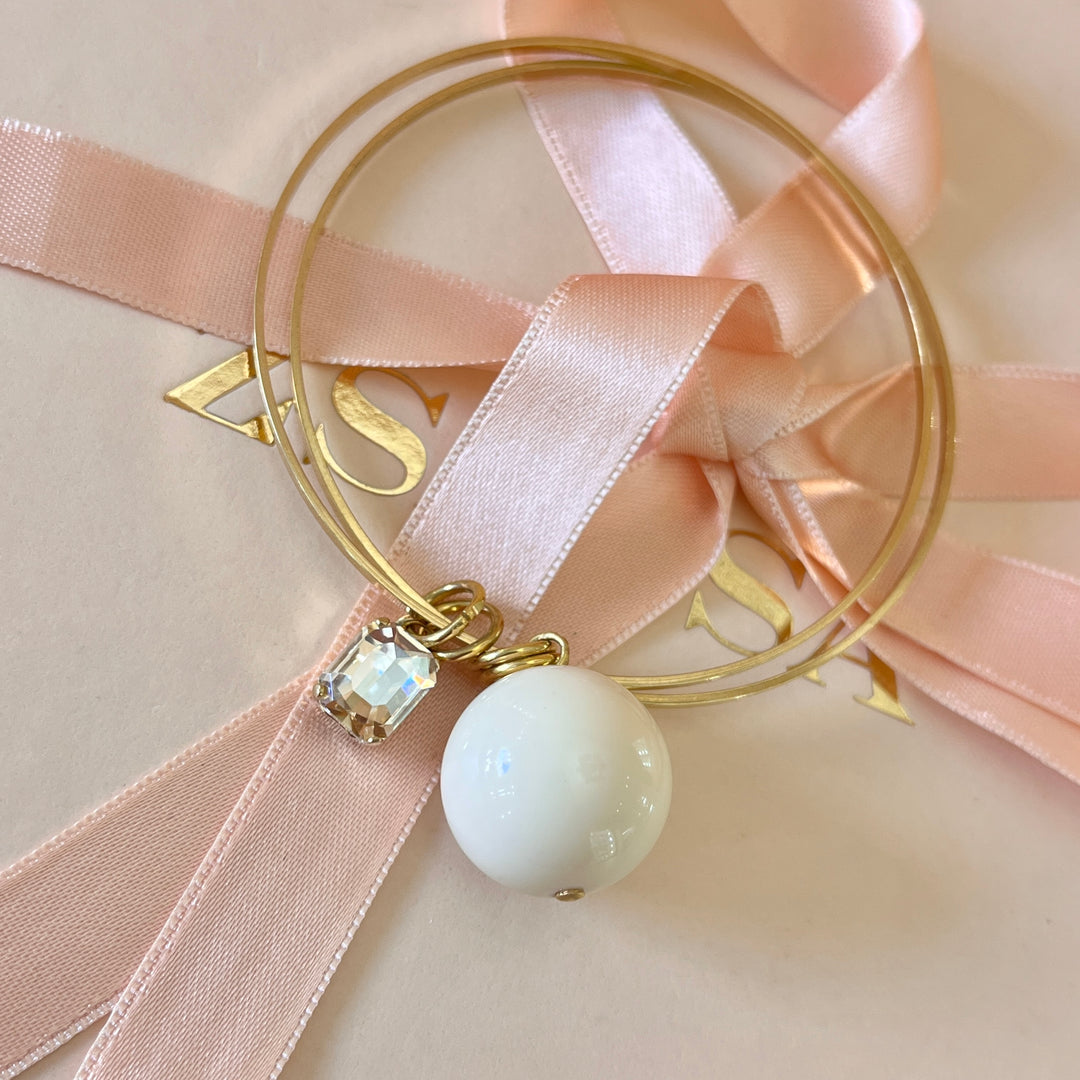 Champagne Swarovski crystal bangle with nude ball