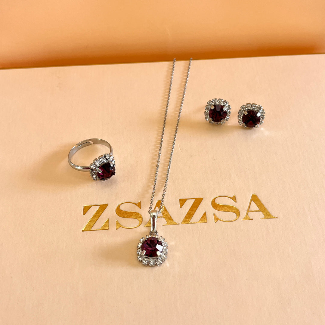 Purple flower preciosa crystals set