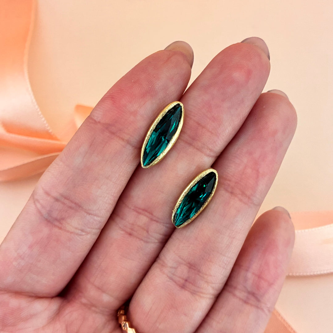 Handmade dark green Swarovski studs