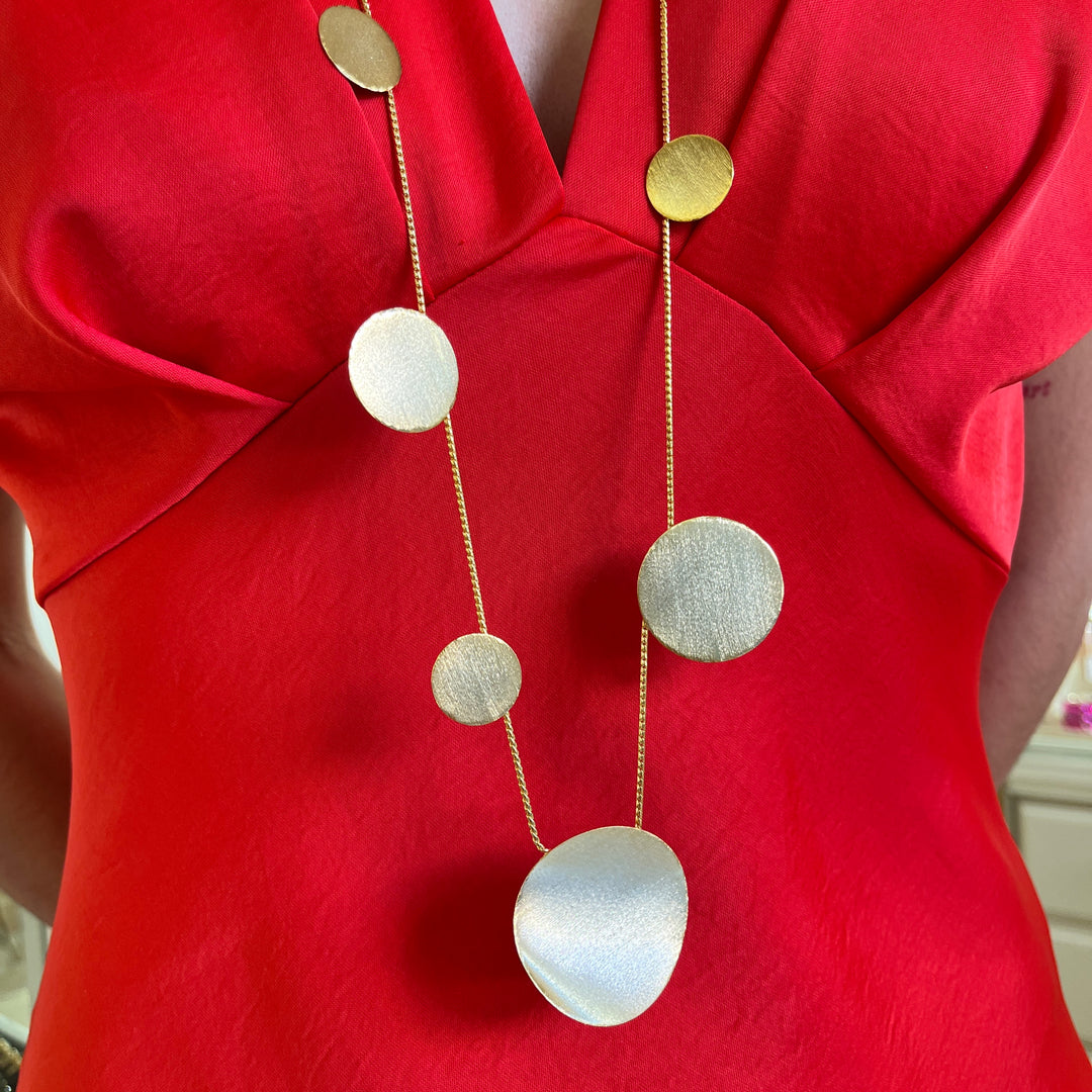 Gold handmade long necklace