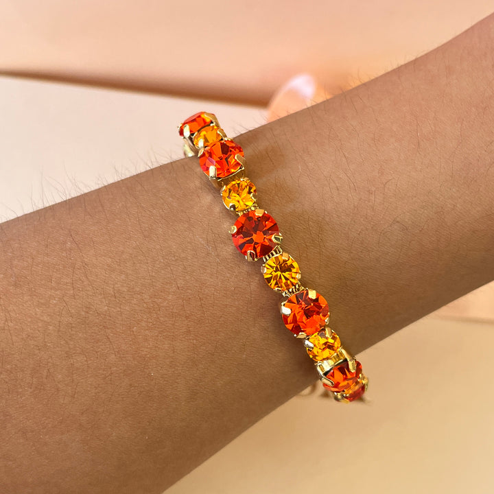 Orange Swarovski crystals bracelet