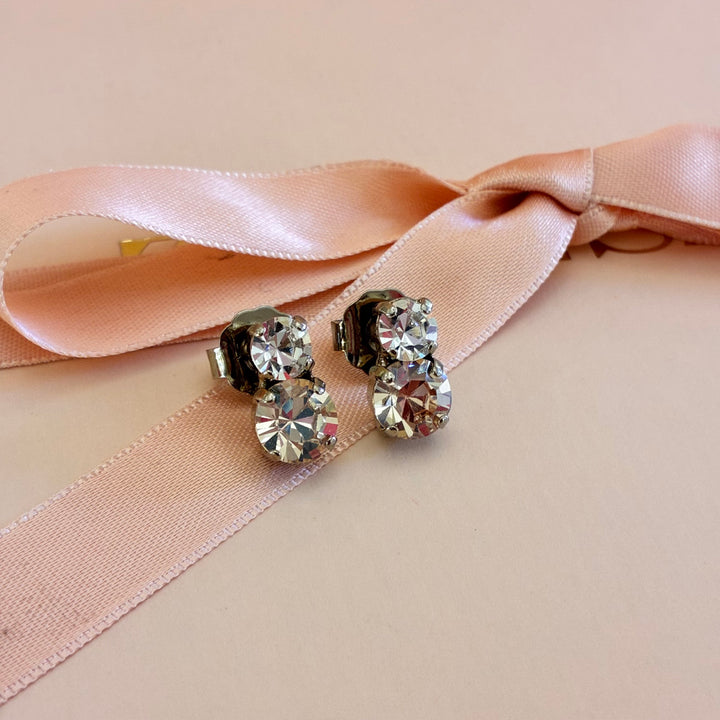 Champagne Swarovski crystals silver earrings