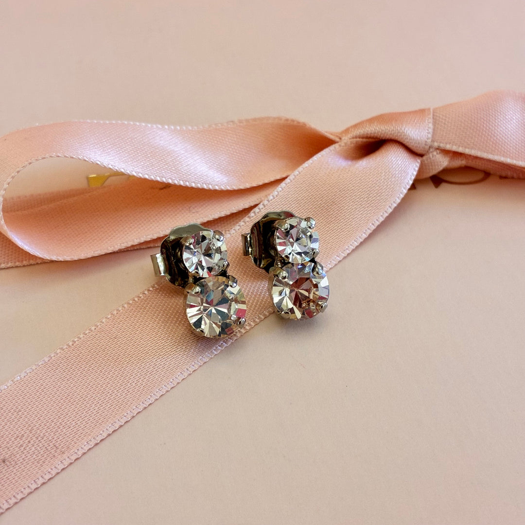 Champagne Swarovski crystals silver earrings
