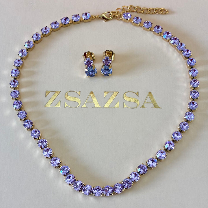 Lilac Swarovski crystals gold plated set