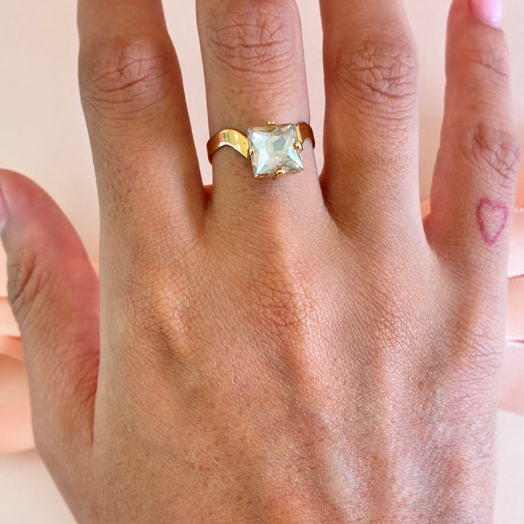 Square bronze gold plated ring