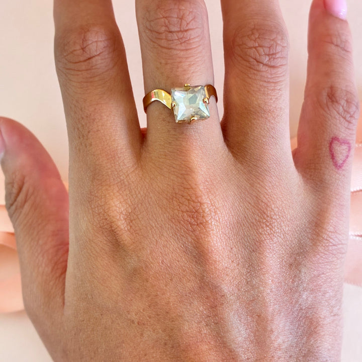 Square bronze gold plated ring