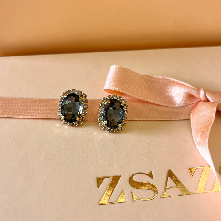 Grey oval preciosa crystals set