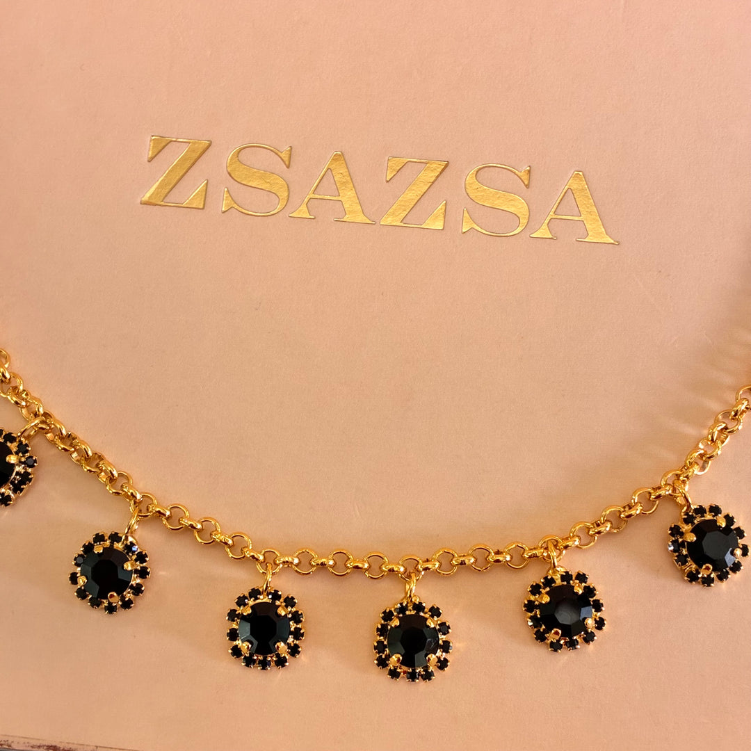 Black preciosa crystals necklace