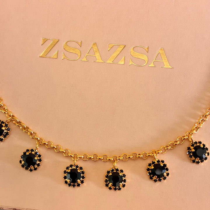 Black preciosa crystals necklace
