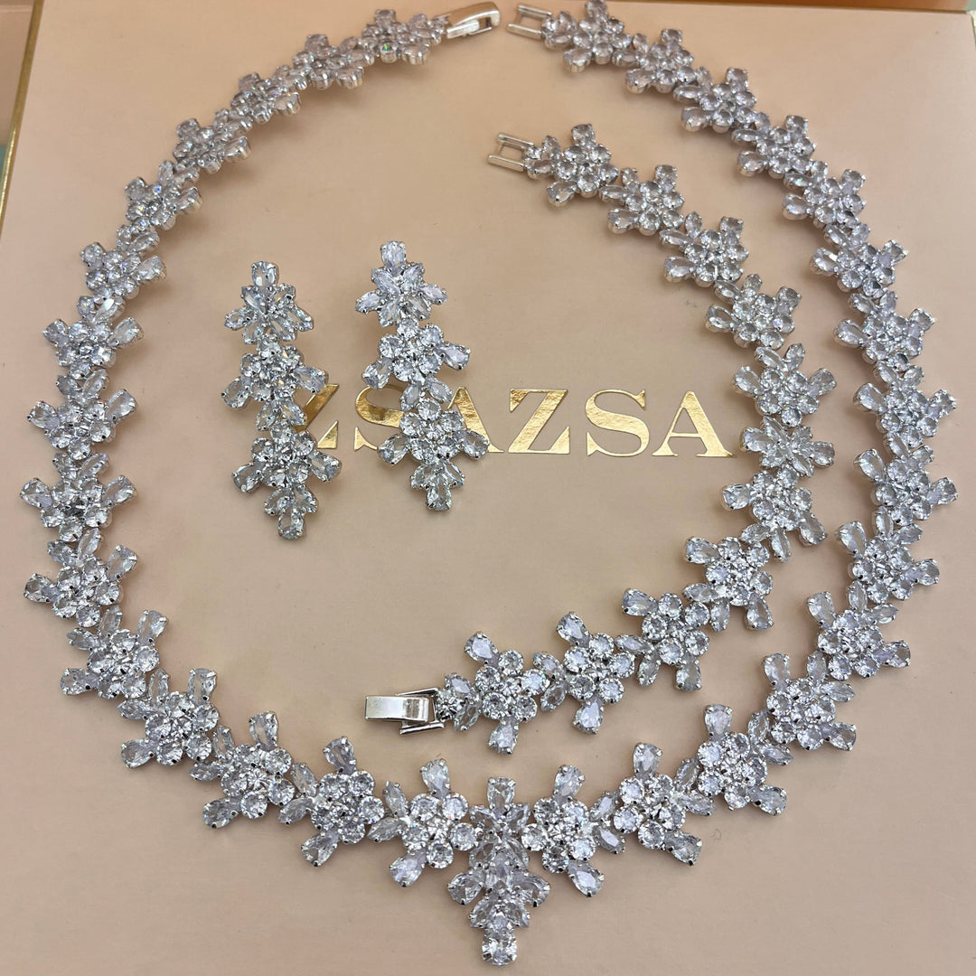 Mixed stones silver zircone set