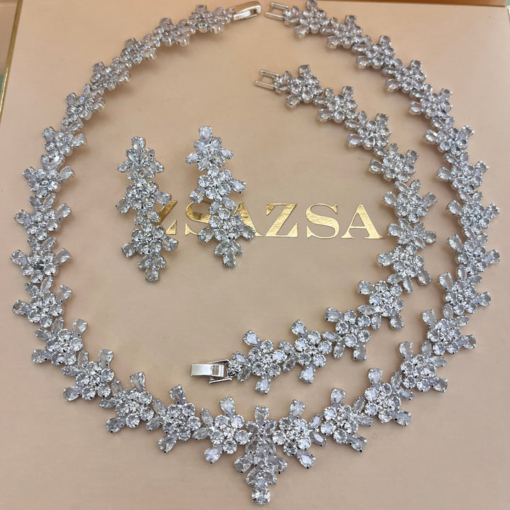 Mixed stones silver zircone set