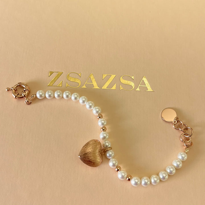 Heart rose gold & pearls set