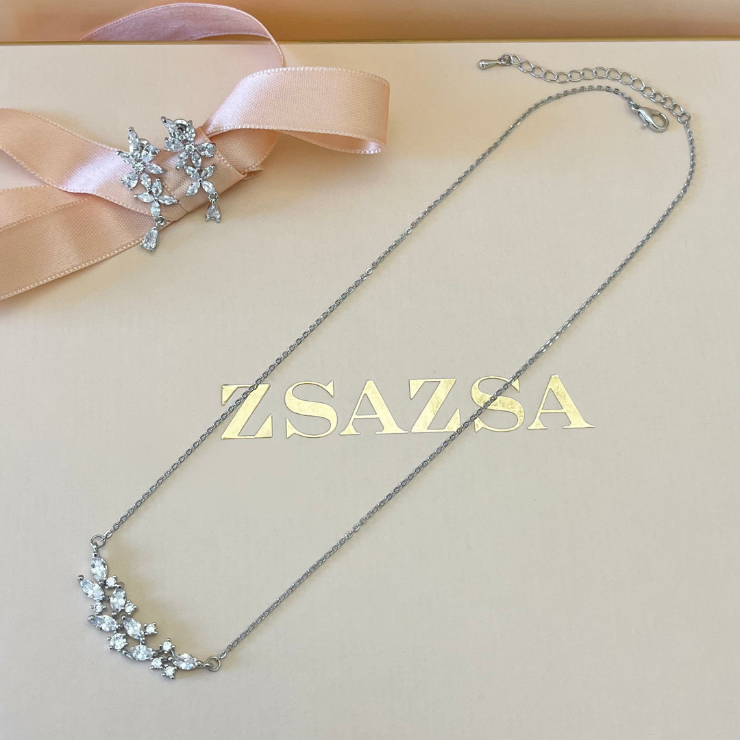 Silver zircone marquise set