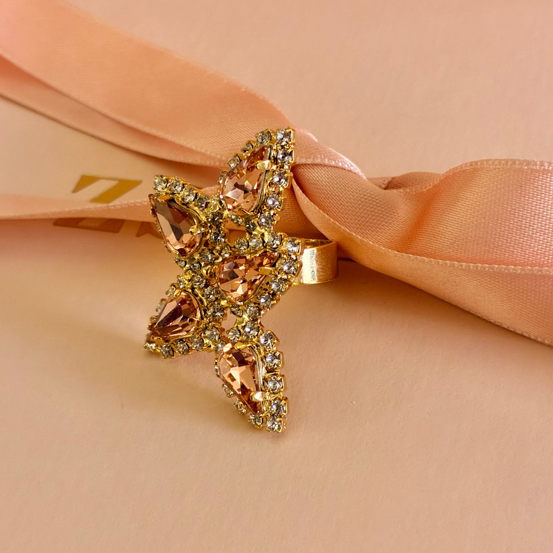 Peach teardrops Swarovski crystals set